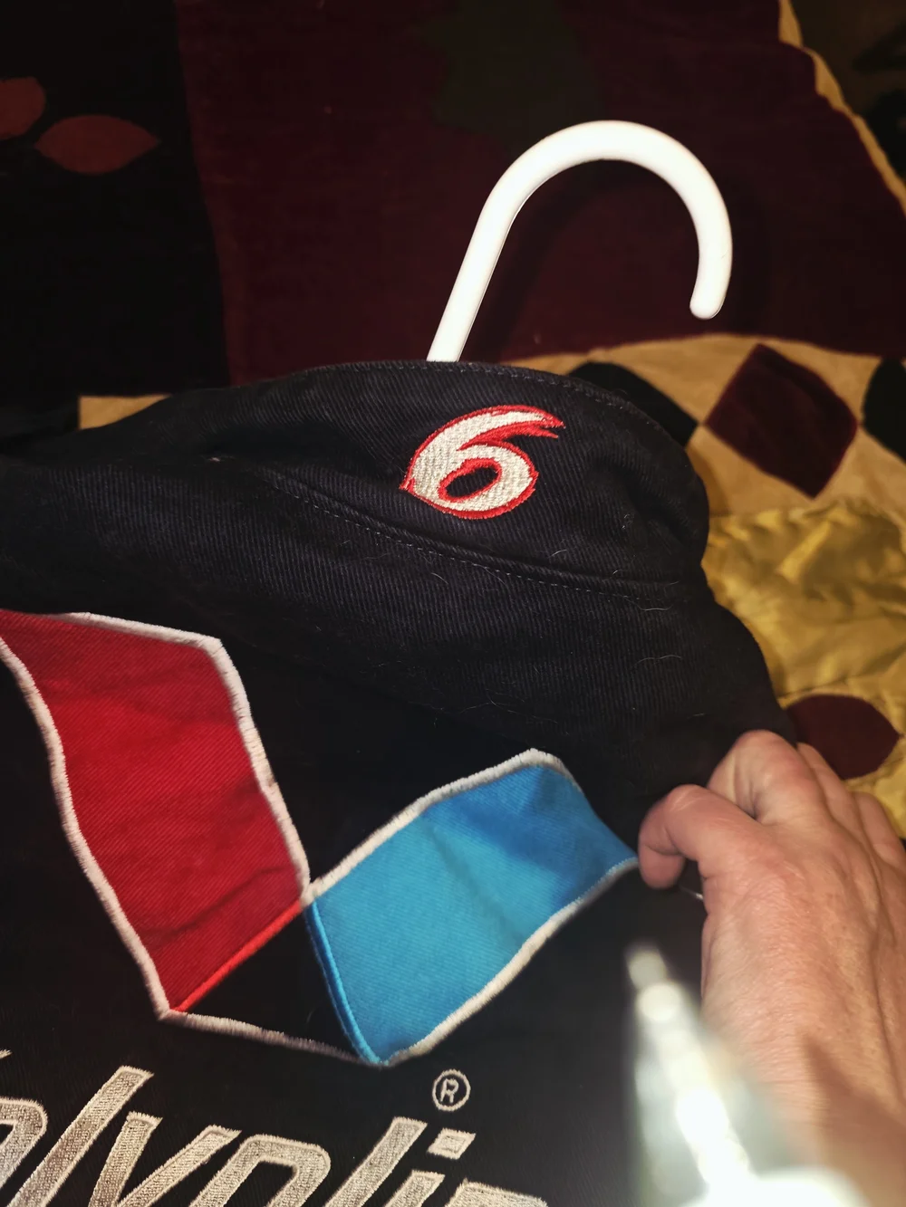 JH Collectibles Black, Red & Light Blue Valvoline Racing Bomber Jacket